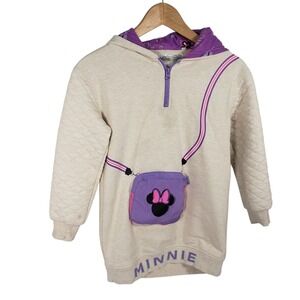 Minnie Mouse Girl's Pullover Hoodie Dress with Bag, Disney Character 10/12